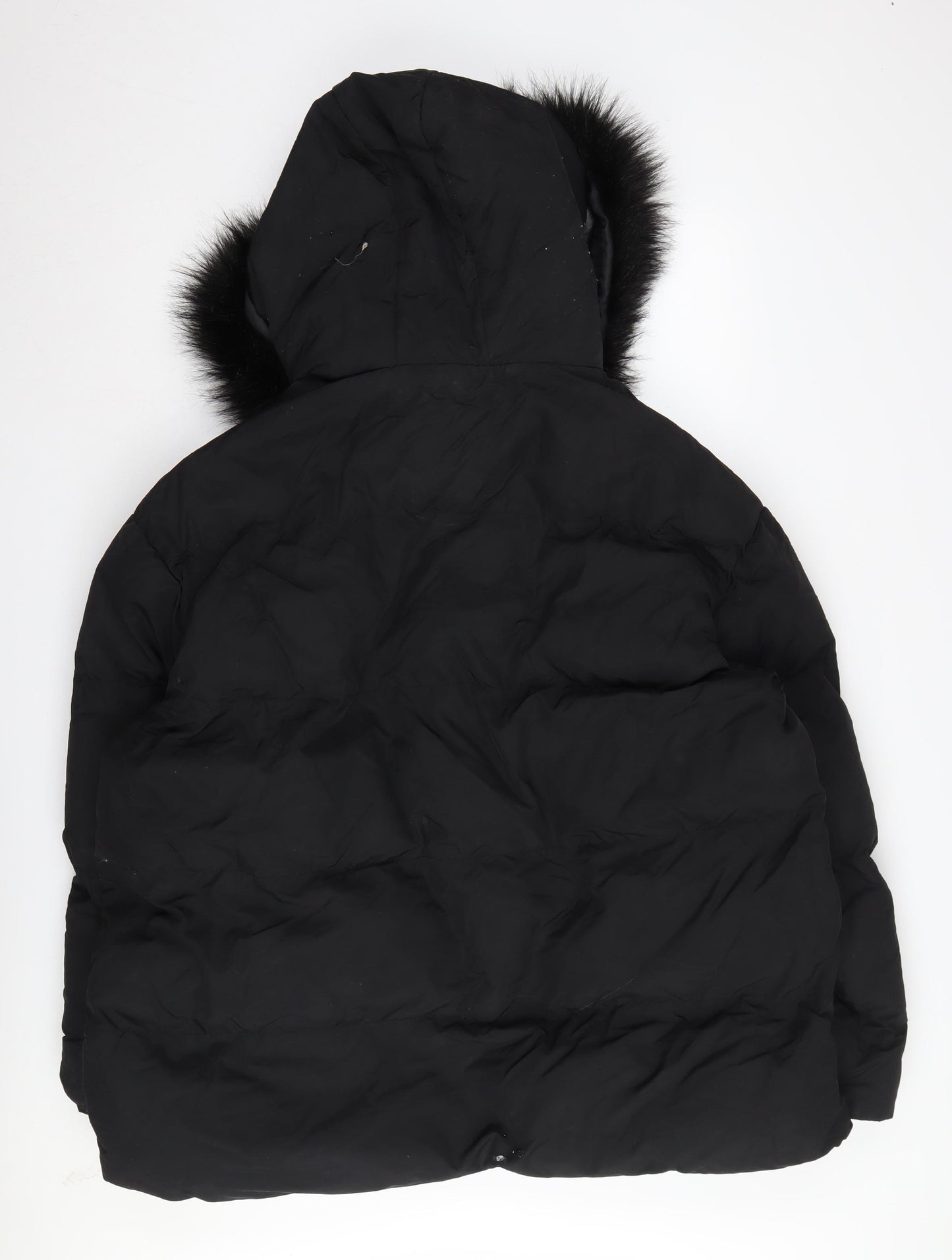 Boohoo Women's Black Puffer Jacket, Size 18