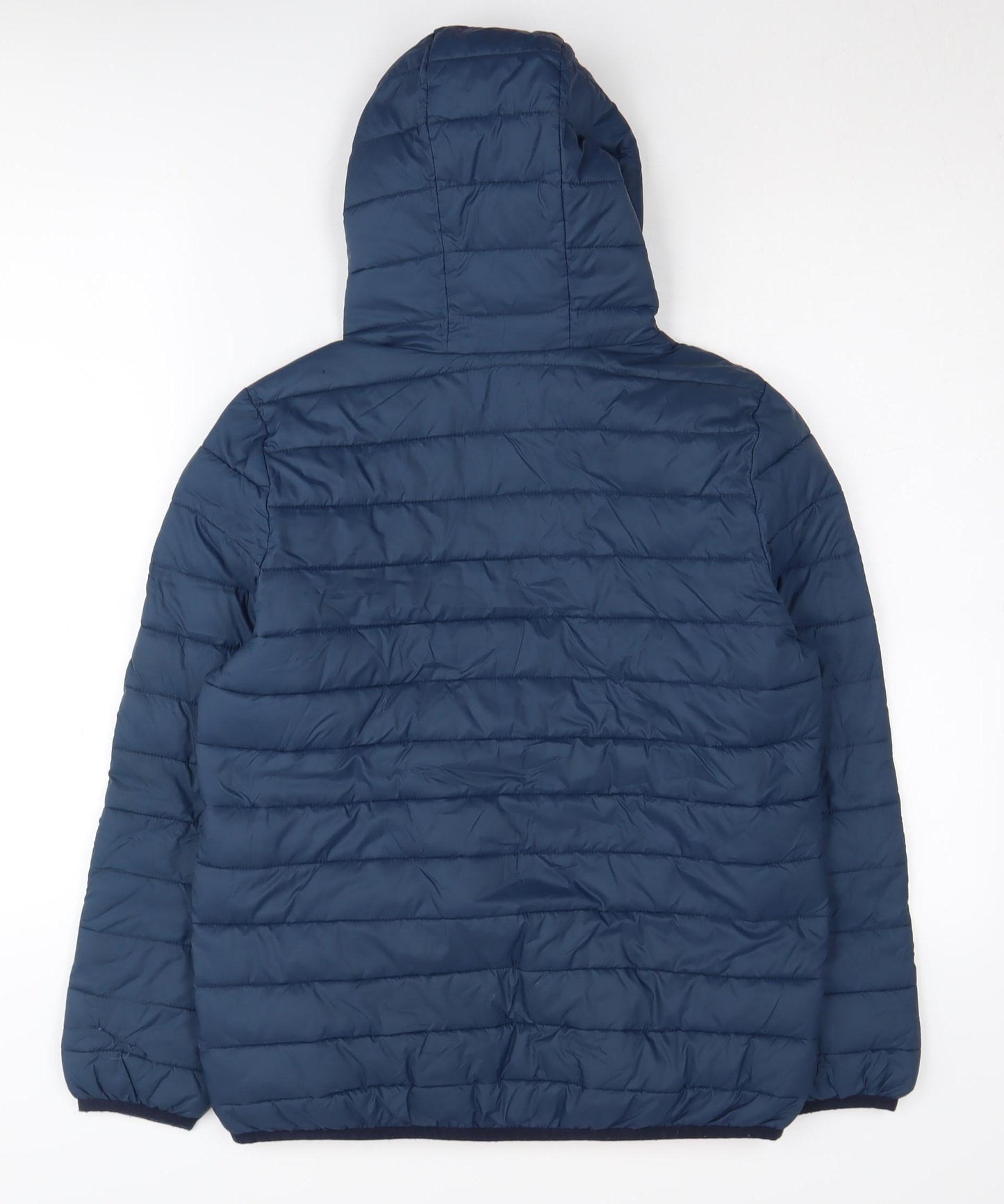 Mini Boden Boys Blue Puffer Jacket 11-12Y Hooded Winter Coat