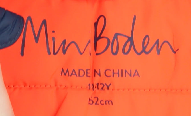 Mini Boden Boys Blue Puffer Jacket 11-12Y Hooded Winter Coat