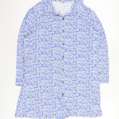 Cotton Traders Women's Blue Floral Button-Up Tunic Size 8