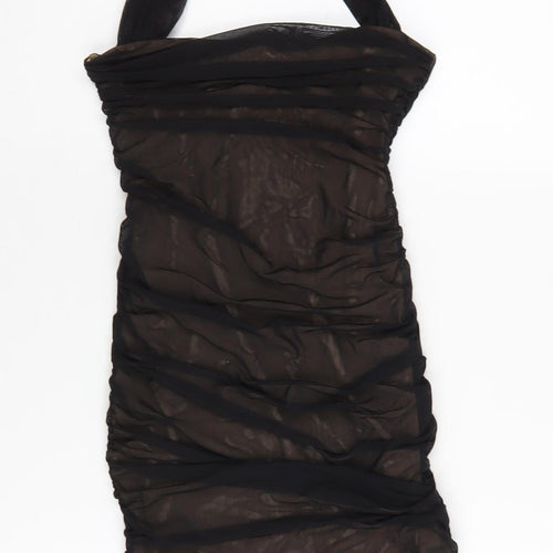 Oh Polly Women Black Strapless Bodycon Dress Size 8