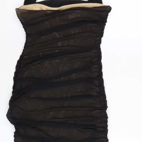 Oh Polly Women Black Strapless Bodycon Dress Size 8