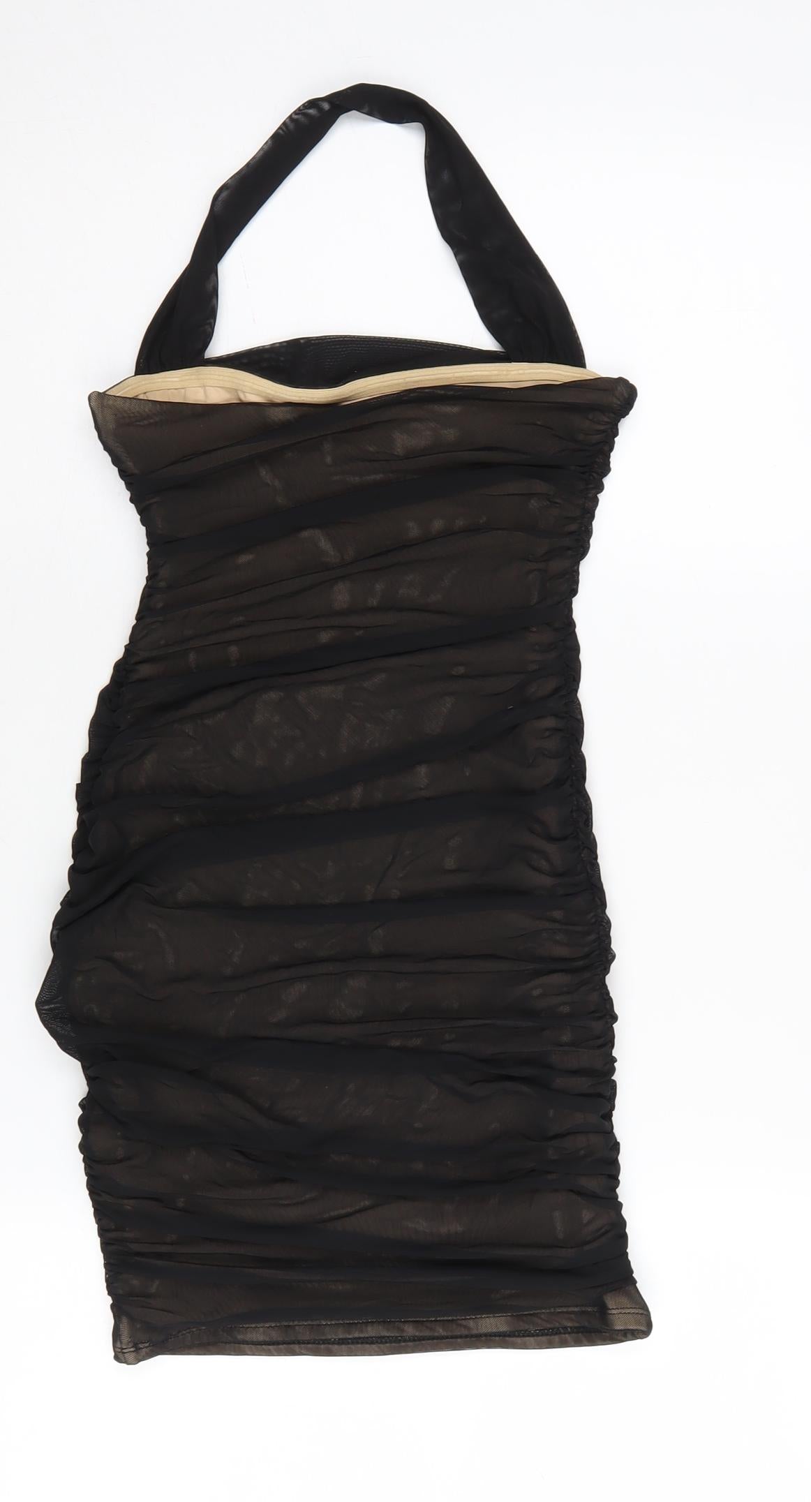 Oh Polly Women Black Strapless Bodycon Dress Size 8