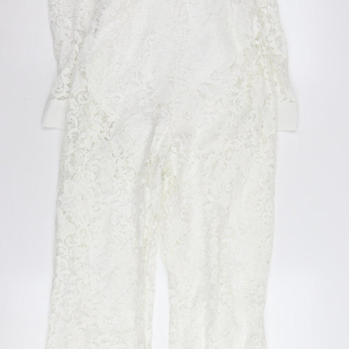 In The Style Women's White Lace Jumpsuit Size 12