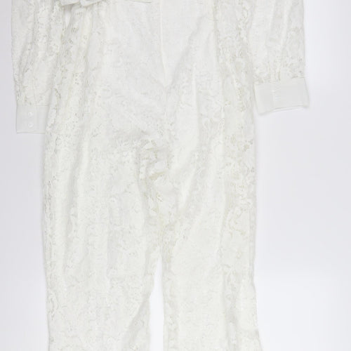 In The Style Women's White Lace Jumpsuit Size 12