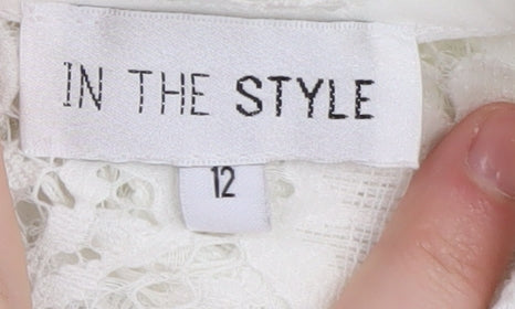 In The Style Women's White Lace Jumpsuit Size 12