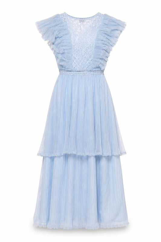 Lace & Beads Women's Blue Fit & Flare Party Dress S