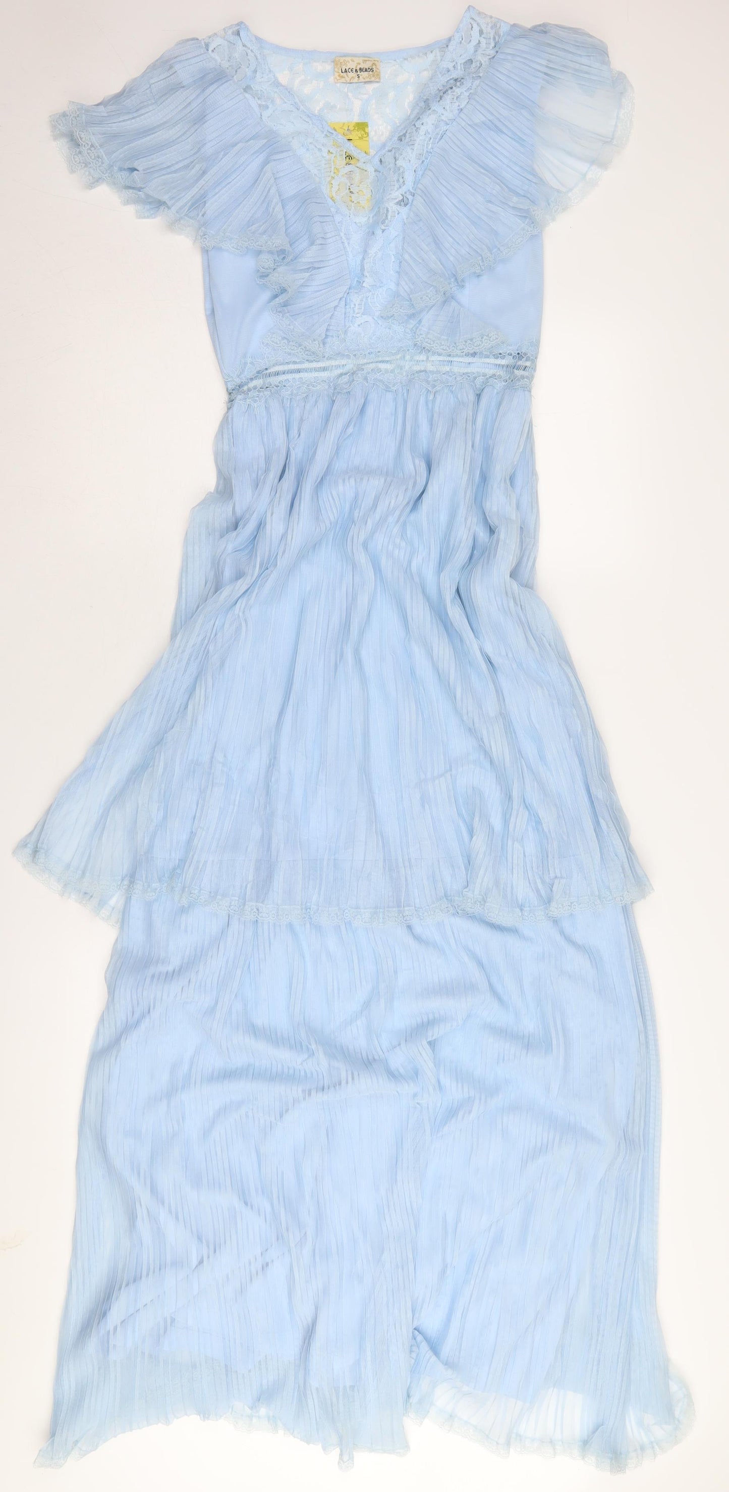 Lace & Beads Women's Blue Fit & Flare Party Dress S