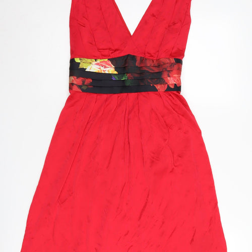 Ted Baker Women's Red A-Line Floral Dress Size 8
