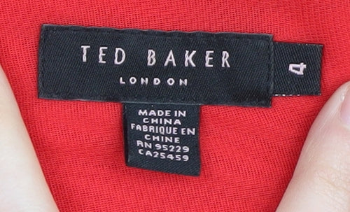 Ted Baker Women's Red A-Line Floral Dress Size 8