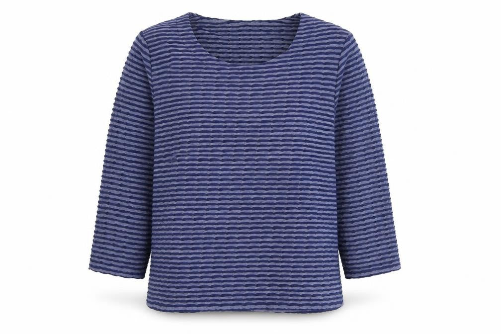 Front view of Viyella Women's Blue Striped Jumper, size L