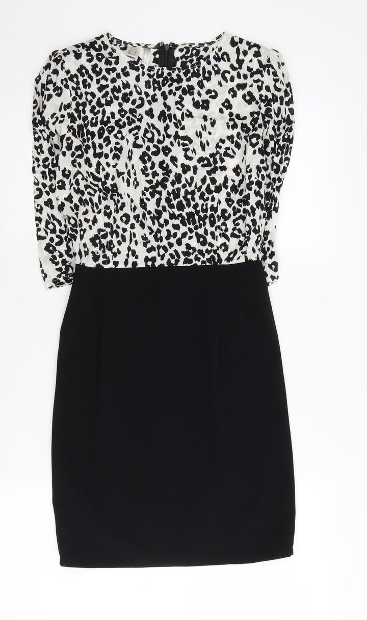 Mango Women's Black Animal Print XS Sheath Dress