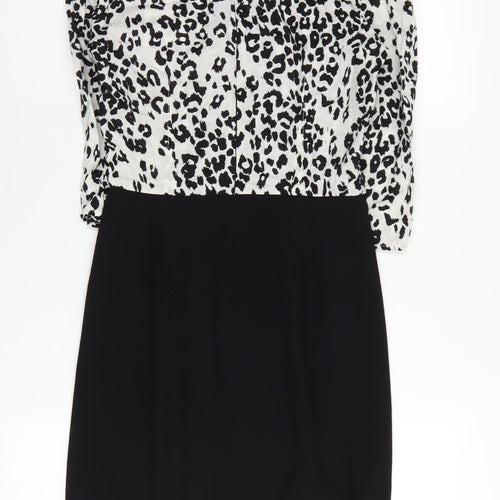 Mango Women's Black Animal Print XS Sheath Dress