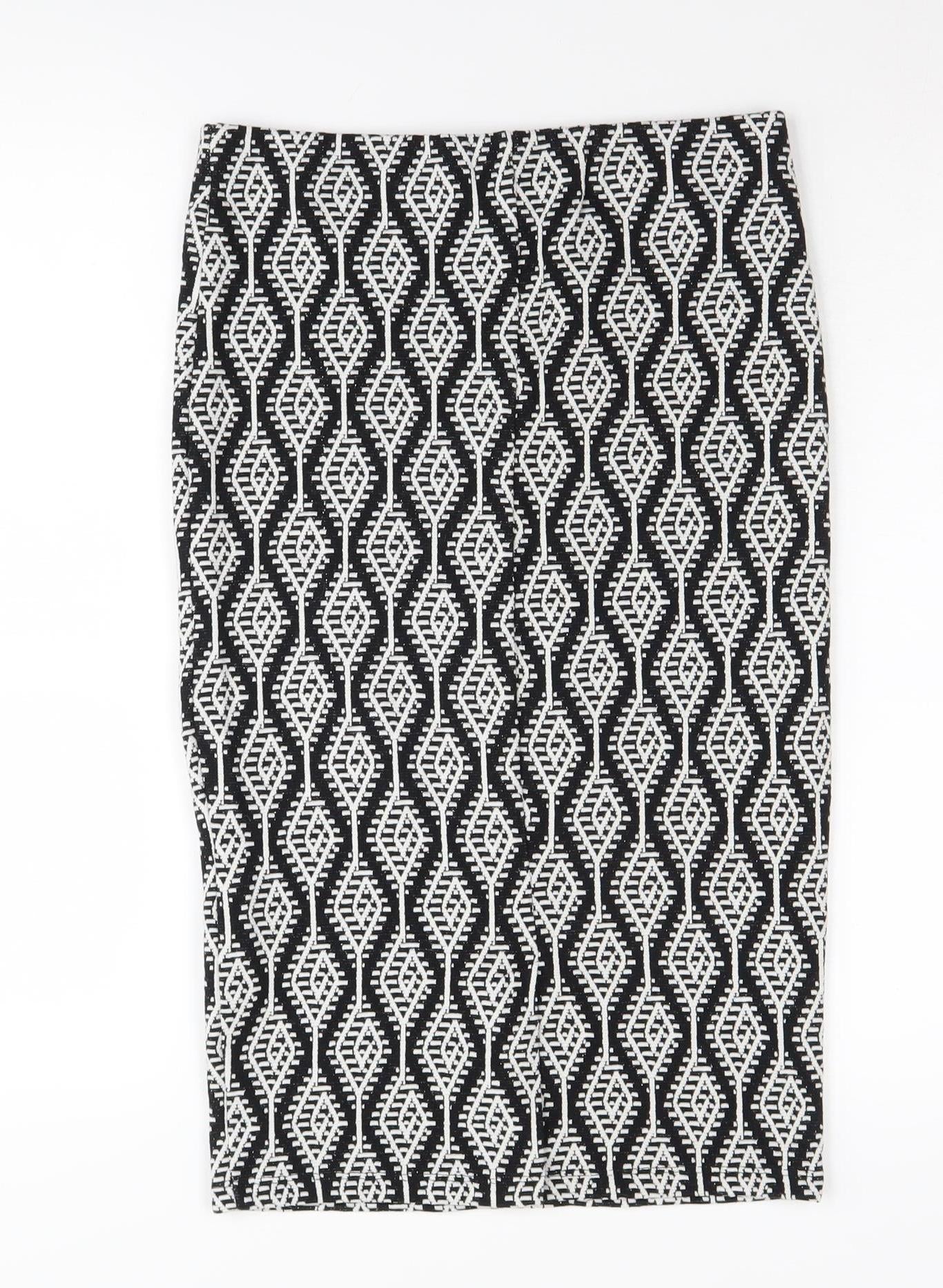 Zara Women's Black Geometric Pencil Skirt, M