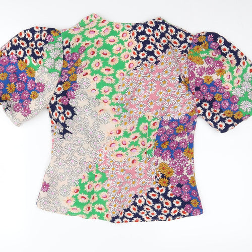 Topshop Women's Multicoloured Floral Wrap Blouse Size 10