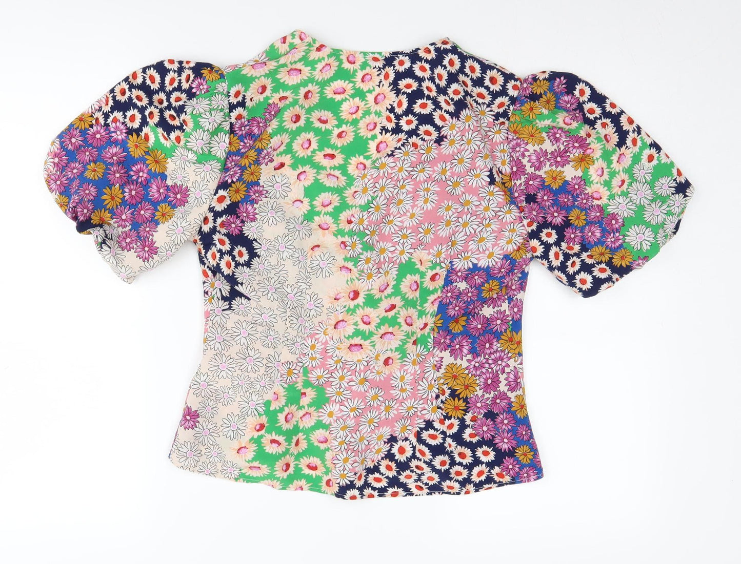 Topshop Women's Multicoloured Floral Wrap Blouse Size 10