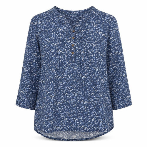Desigual Women's Blue Floral Bohemian Blouse Size 12