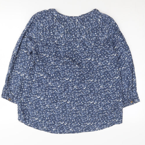 Desigual Women's Blue Floral Bohemian Blouse Size 12