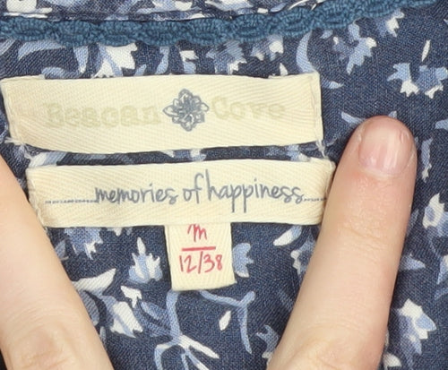 Desigual Women's Blue Floral Bohemian Blouse Size 12