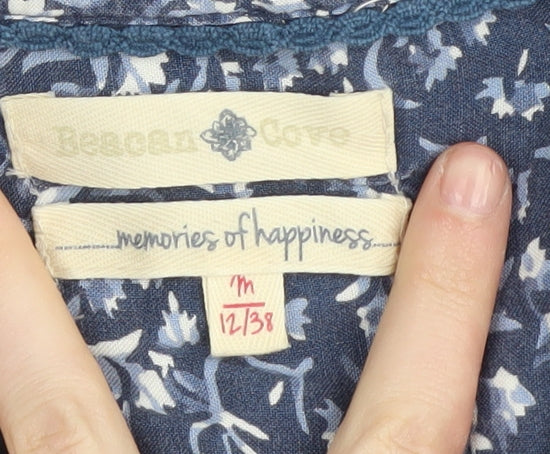 Desigual Women's Blue Floral Bohemian Blouse Size 12