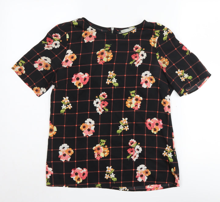 Red Herring Women's Black Floral Blouse, Size 10