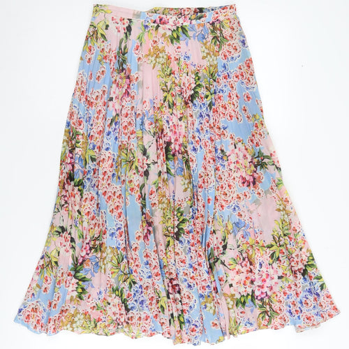 Topshop Women's Multicoloured Floral Pleated Skirt, Size 10