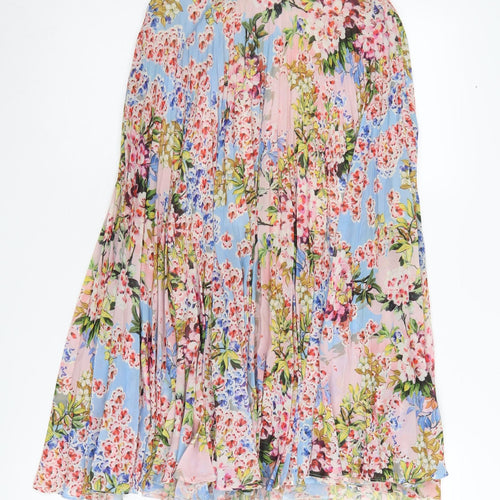 Topshop Women's Multicoloured Floral Pleated Skirt, Size 10