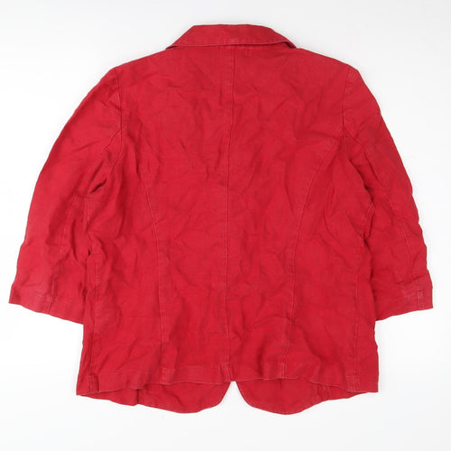 Per Una Women's Red Linen Blazer Size 18 Mid-Length