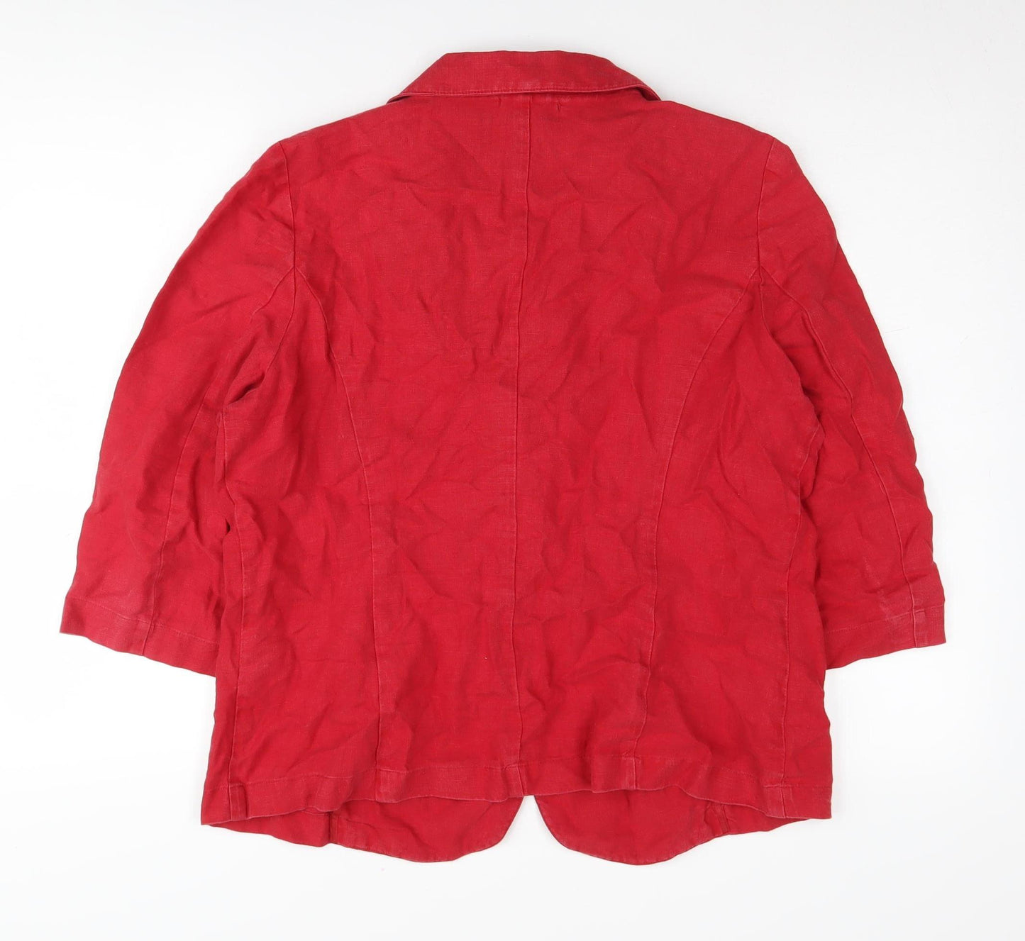 Per Una Women's Red Linen Blazer Size 18 Mid-Length