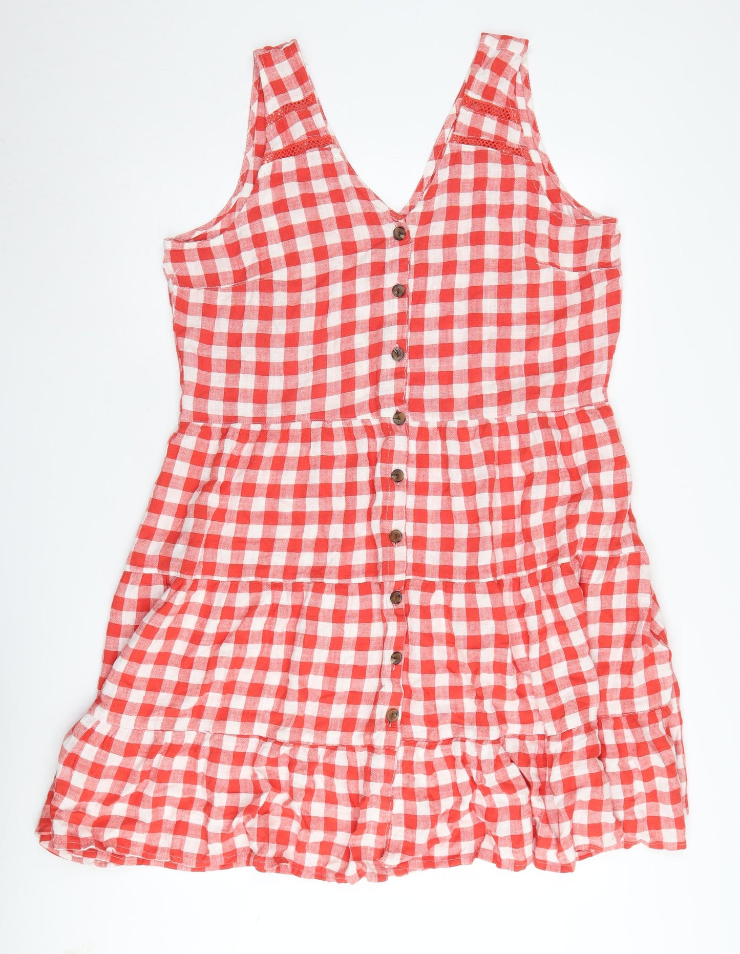 Next Women's Red Check A-Line Dress Size 16