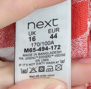 Next Women's Red Check A-Line Dress Size 16