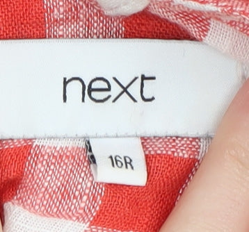 Next Women's Red Check A-Line Dress Size 16