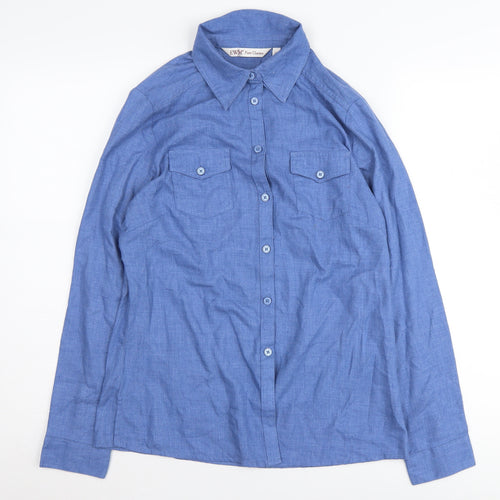 EWM Pure Classics Women's Blue Button-Up Shirt, Size 10