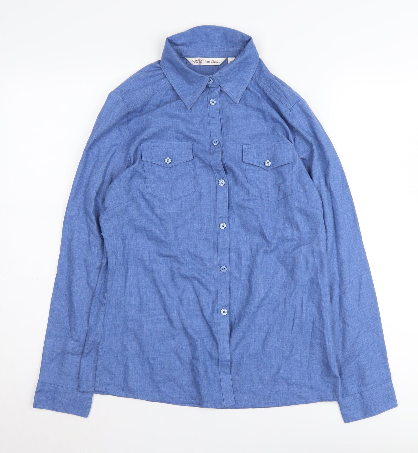 EWM Pure Classics Women's Blue Button-Up Shirt, Size 10