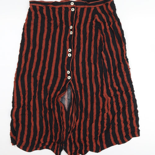 ASOS Women's Black Stripe Midi Skirt Size 14 Button Knit