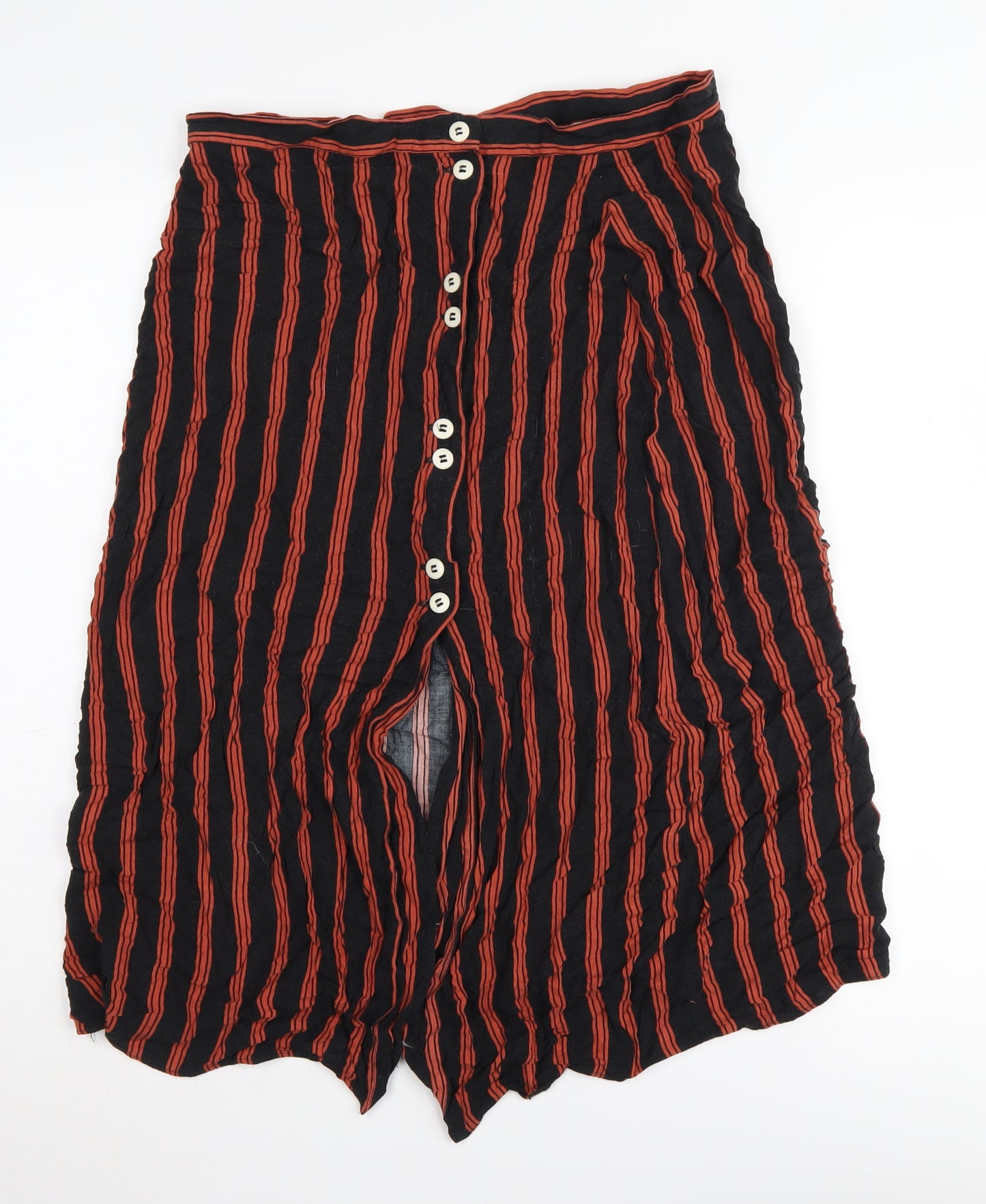 ASOS Women's Black Stripe Midi Skirt Size 14 Button Knit