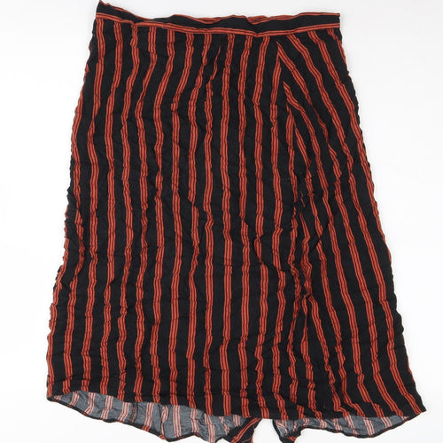 ASOS Women's Black Stripe Midi Skirt Size 14 Button Knit