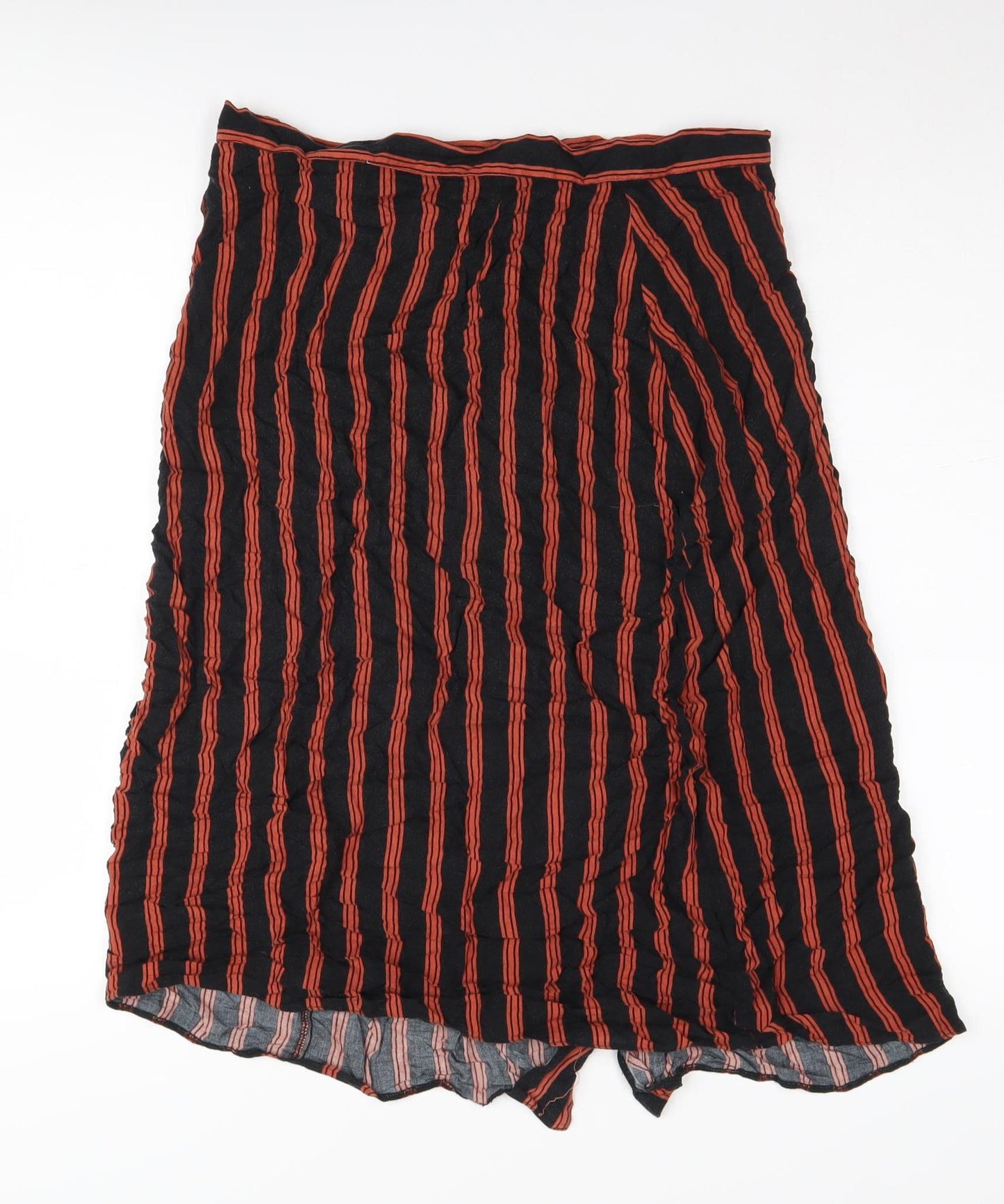 ASOS Women's Black Stripe Midi Skirt Size 14 Button Knit