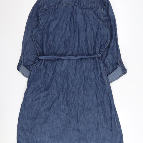 Loft Womens Blue Denim Shirt Dress Size 8