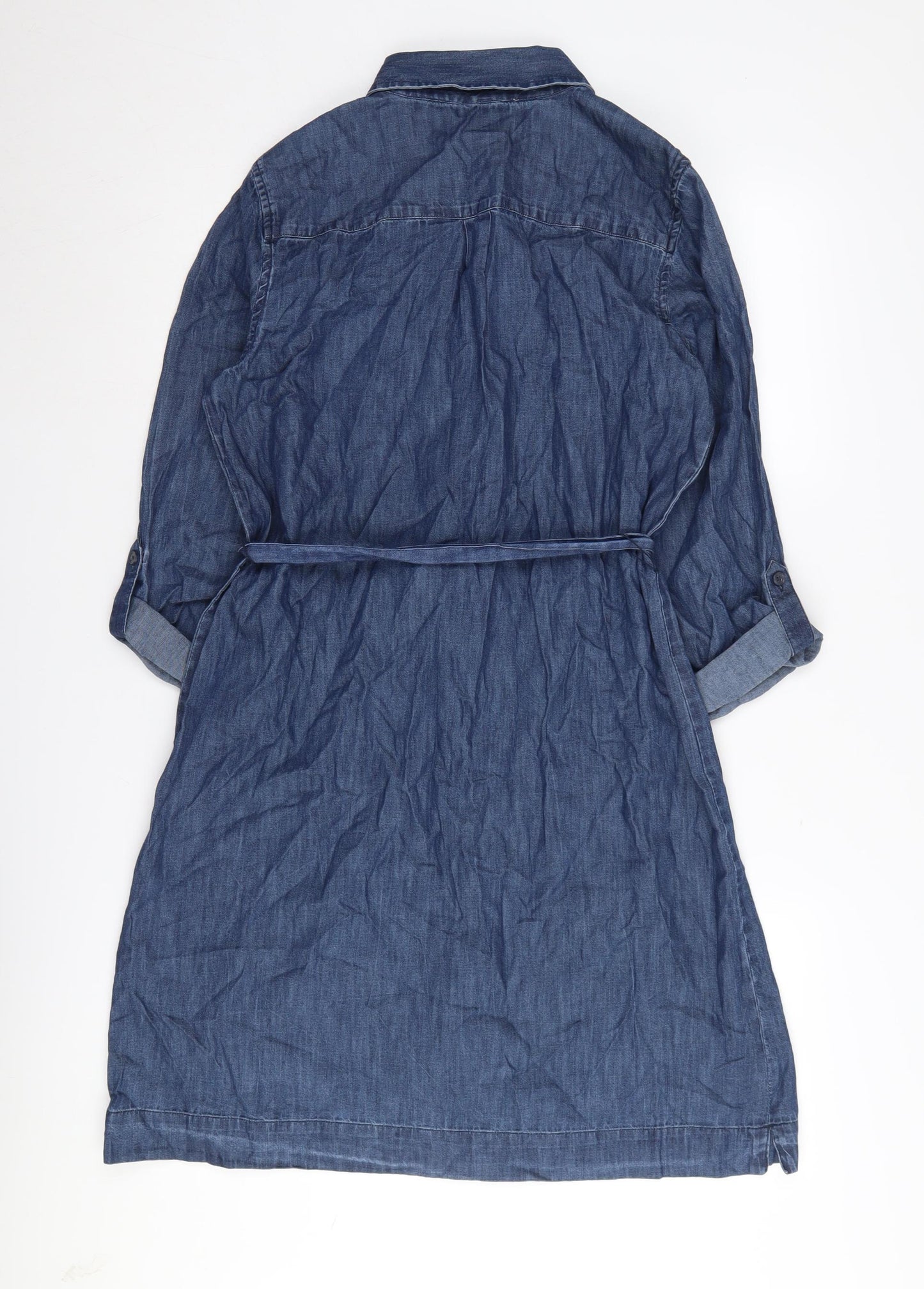 Loft Womens Blue Denim Shirt Dress Size 8