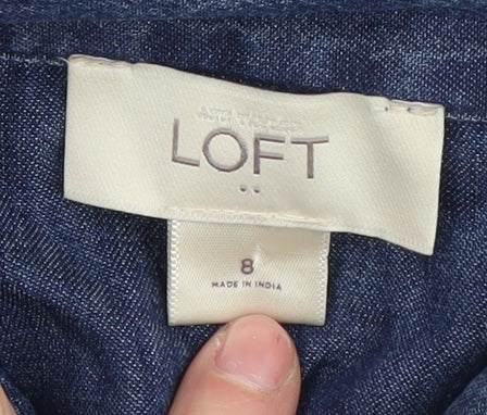 Loft Womens Blue Denim Shirt Dress Size 8
