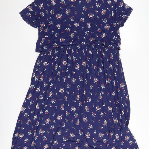 ASOS Women Blue Floral Fit & Flare Dress Size 8