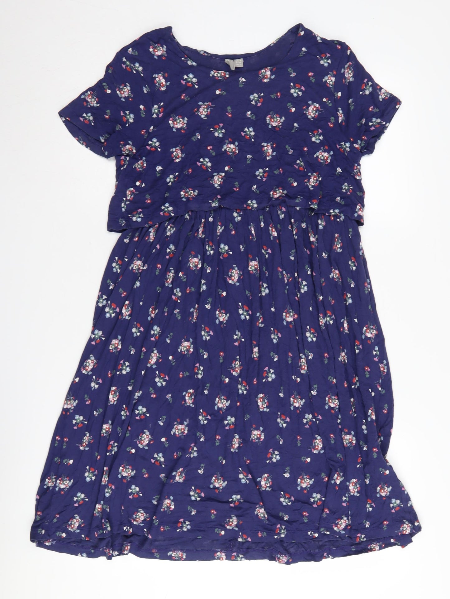 ASOS Women Blue Floral Fit & Flare Dress Size 8