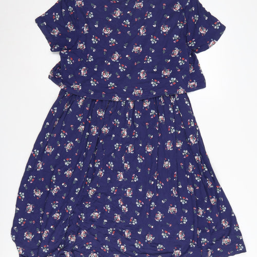ASOS Women Blue Floral Fit & Flare Dress Size 8