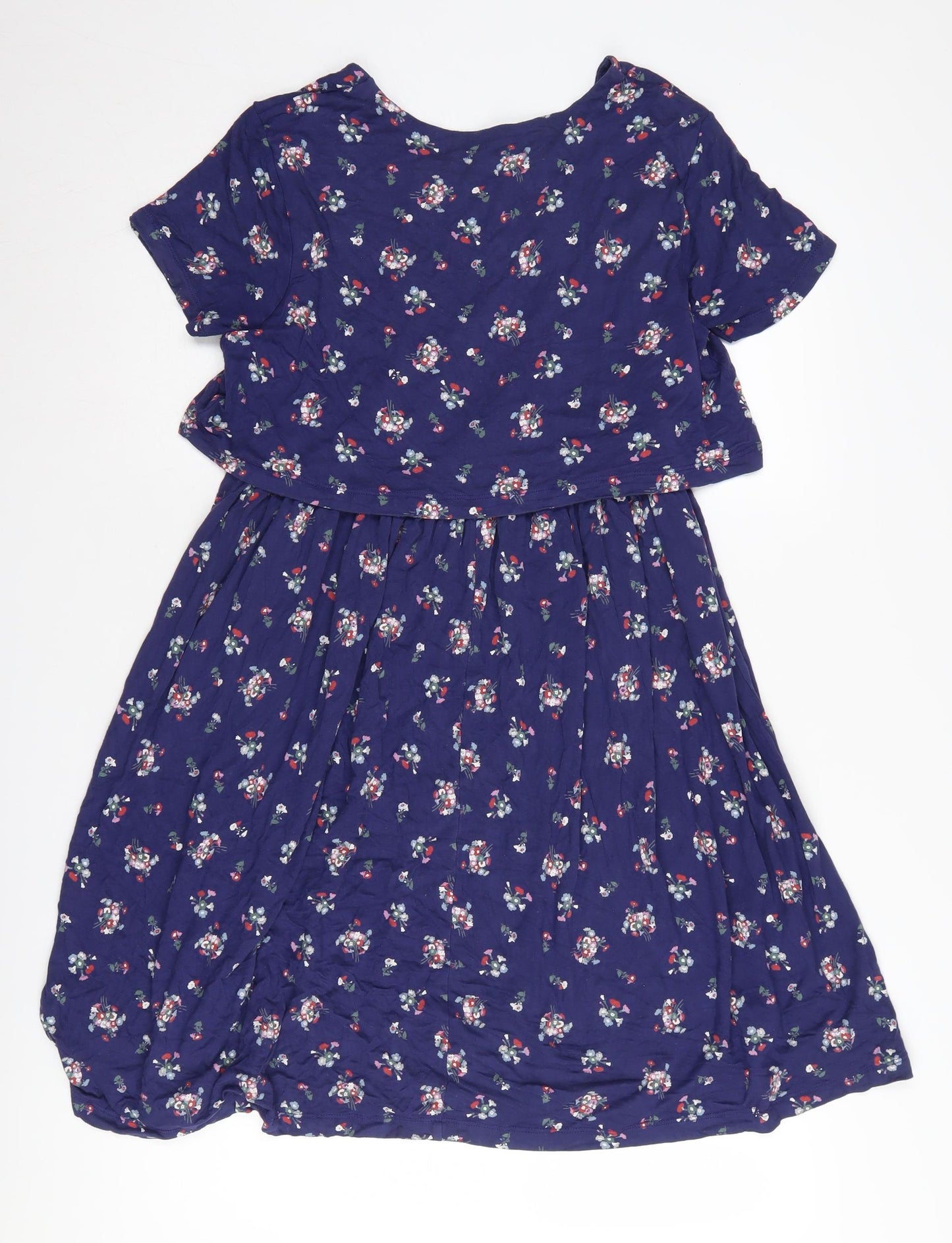 ASOS Women Blue Floral Fit & Flare Dress Size 8