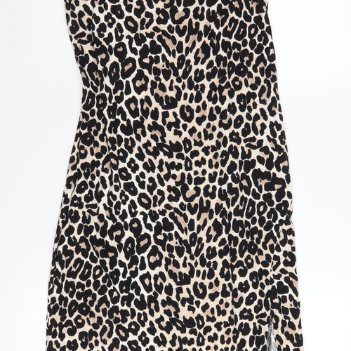 ASOS DESIGN Women’s Beige Animal Print Midi Slip Dress