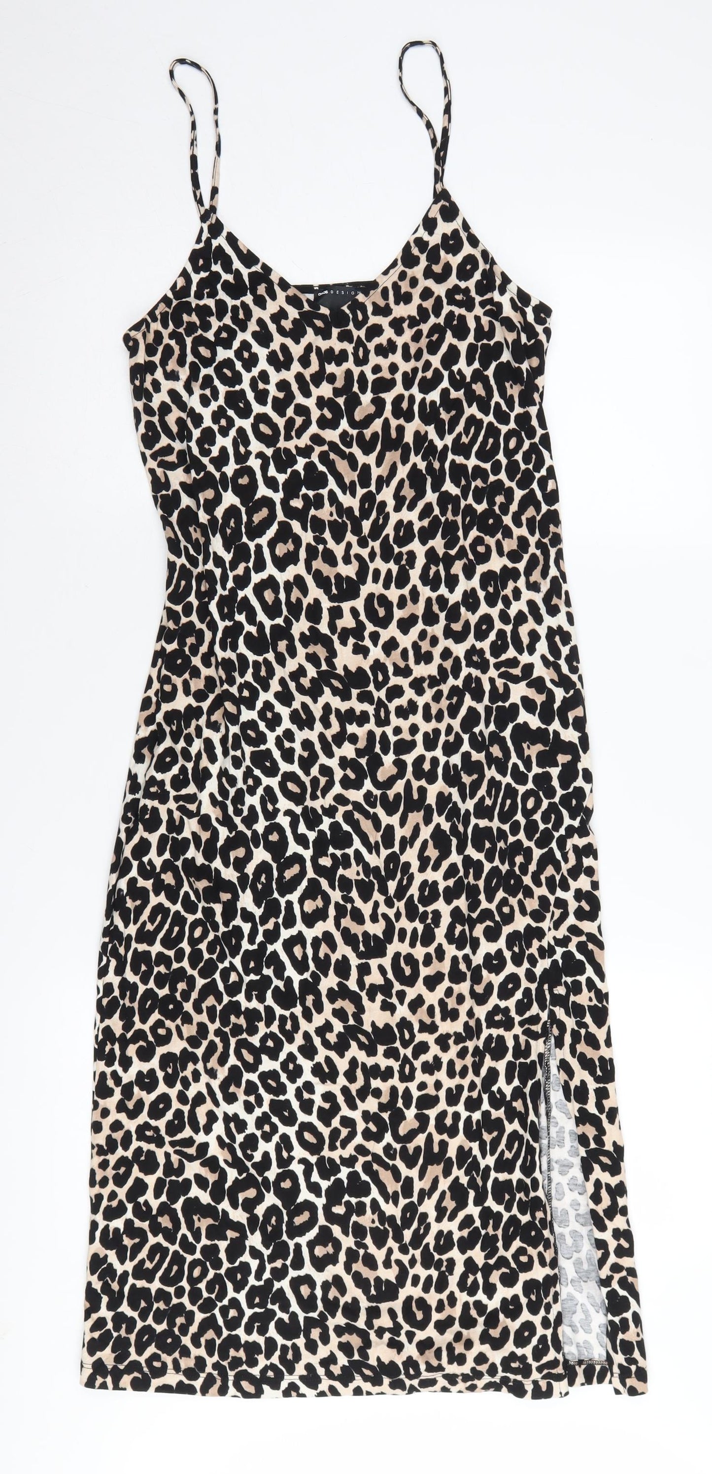 ASOS DESIGN Women’s Beige Animal Print Midi Slip Dress