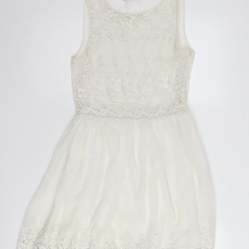 Zara Women's Ivory Fit & Flare Dress XS
