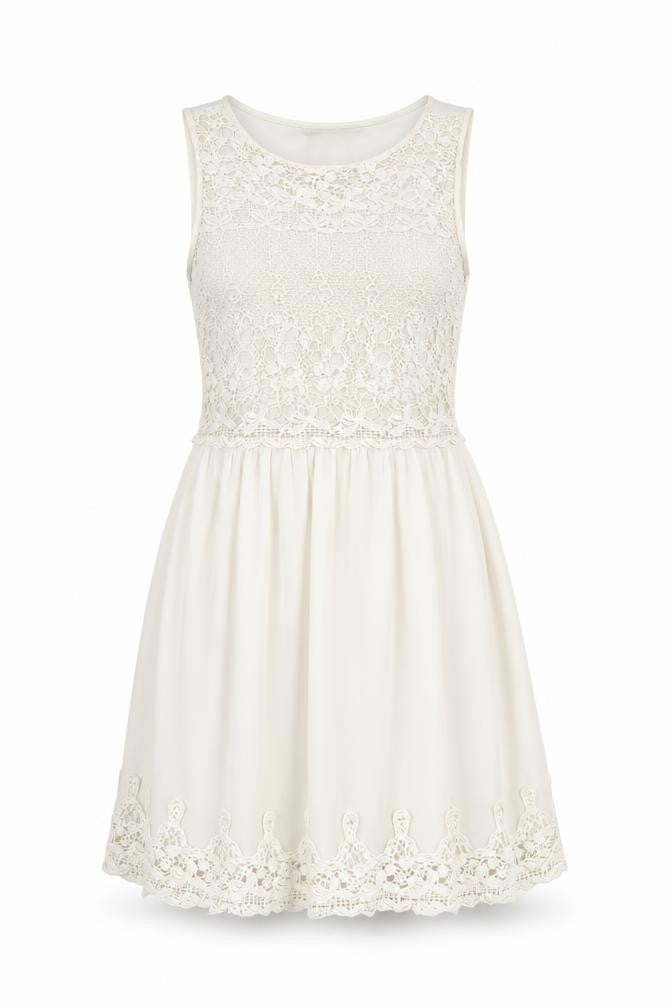 Zara Women's Ivory Fit & Flare Dress XS