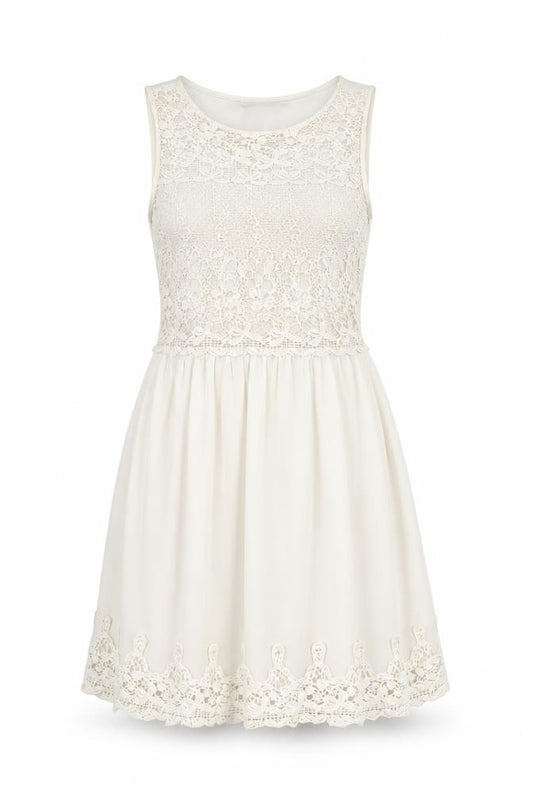 Front view of Zara Women's Ivory Fit & Flare Dress XS
